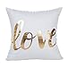 Produktbild SHOBDW Schick Goldfolie Brief Blätter Kissenbezug Sofa Taille Wurf Kissenbezug Exquisit Auto Home Decor Kissenbezüge Pilloe Cover Cushion Case