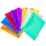 Zfyoung Plastic envelopes Poly (Pack of 8) 8 Colors Plastic Envelope Folder, Snap Closure Plastic Envelopes, Poly File Folder, A4 Size, for Home Office School Organization(Size 12.9 x 9.25 inches)