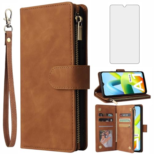 Accessoires Xiaomi Redmi A1 étui portefeuille cuir et film verre trempé Asuwish