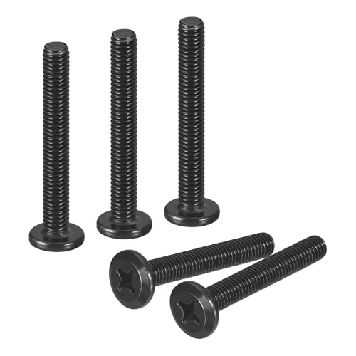 sourcing map 50 viti a testa rotonda piatta M6 da 1,0 x 45 mm, in acciaio inossidabile 304, a filettatura completa, ossido nero