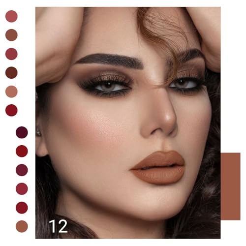 Image of evpct 1Pcs Light Nude Soft Brown Matte Liquid Lipstick Lip Gloss Glossy Set for Black Women 24 Hour Silky Velvet Lipstick labiales matte larga duracion mate 24 horas originales 12#