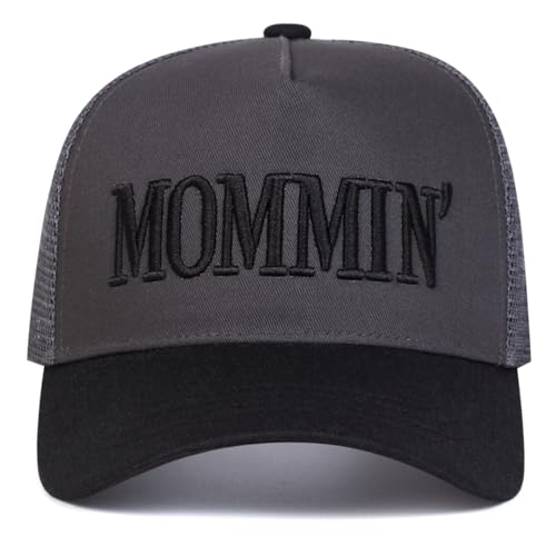SPKTCHEN Mommin Trucker Hat Mommin Baseball Cap for Women Womens Trucker Hat Mesh Hats for Women Black Embroidery