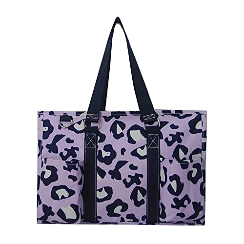 NGIL Utility Water Resistant Tote Bag, Top Zipper Closure, Perfect Gifts for Working Women, Nurses, Gym bag (Purple Cheetah-navy)2