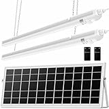 ZZE Solar Powered Shop Shed Light Indoor Outdoor with Motion Sensor Remote Control 16.5Ft Cord, 42w Equivalent LED IP65 Waterproof Gazebo Solar Light for Storage, Garage, Barn 2 Lamps (3.0FT)