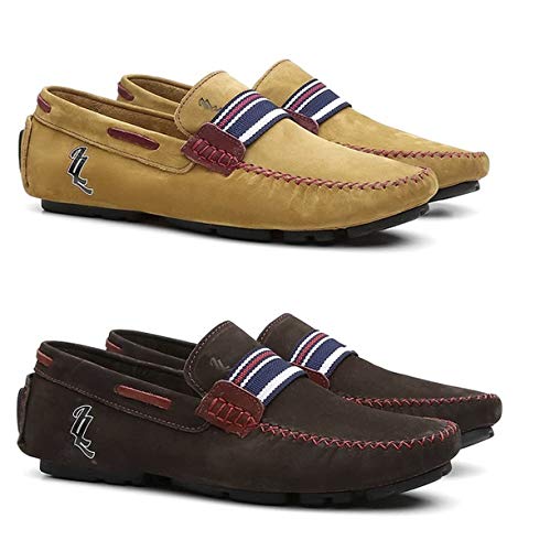 Kit 2 pares de mocassim modelos italianos lorenzzo lopez fire legitimo couro bovino (44, mostarda ca
