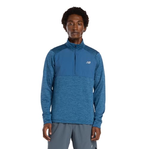 New Balance Men's Athletics Heat Grid 1/2 Zip, Dark Shoreline Blue