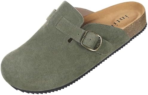 Intini Clogs Hausschuhe Herren Damen Pantoletten Leder | Schlappen Geschlossene, Weiches Kork-fußbett, Arch Support, Bequeme Schuhe