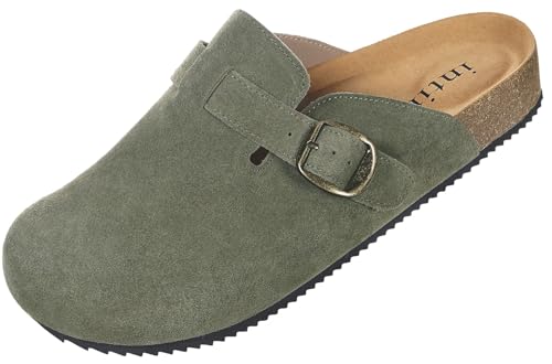 Zoccoli e Sabot Donna Ciabatte Chiuse con Uomo Scarpe da Giardino Pantofole in Pelle Comodo Slip on Sandali Antiscivolo Verde 36