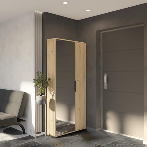 möbelando Schuhschrank >Ebony< in Eiche royal - 82,8x178,4x23,9cm (BxHxT)