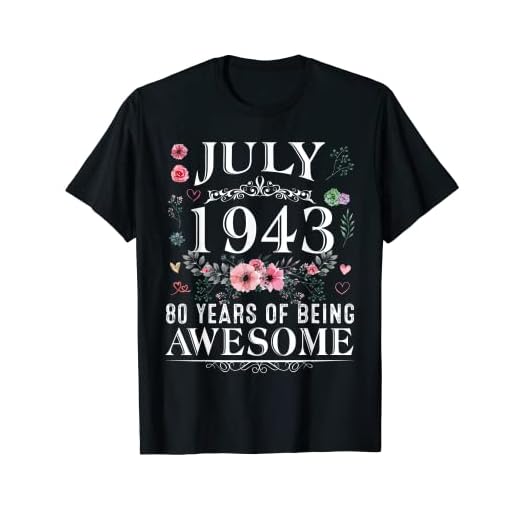 80 años de edad, hecho en julio de 1943, regalo de cumpleaños 80 para mujeres Camiseta