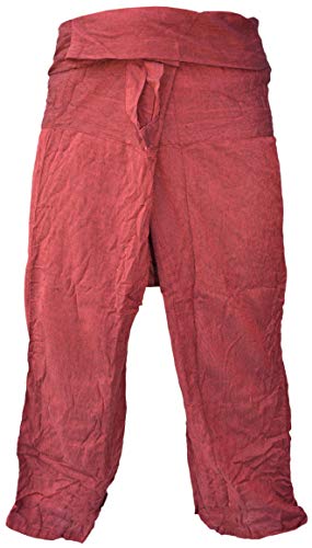 Gheri Thai Fisherman Plain Cotton Pants Yoga Lounge Casual Trousers Maroon
