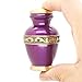 M MEILINXU Small Keepsake Urns for Ashes, Mini Cremation Urns - Fits a Small Amount of Cremated Remains - Display Burial at Home or Office Decor (Elsene Purple, Hand Engraved Brass