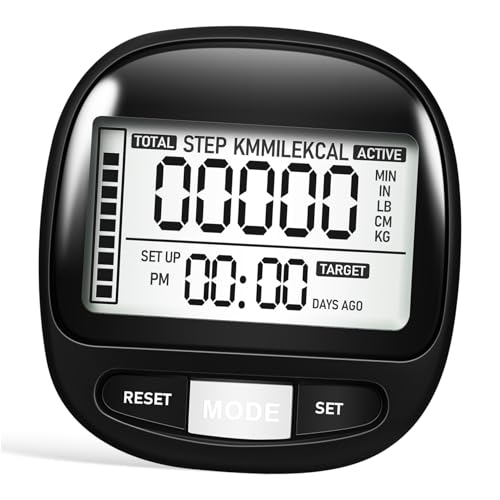 DECOMELODY Step Counter Pedometer for Seniors Compact and Portable Sensor with Digital Display Easy Operation Lightweight Clip Design Day Memory for Daily Activity