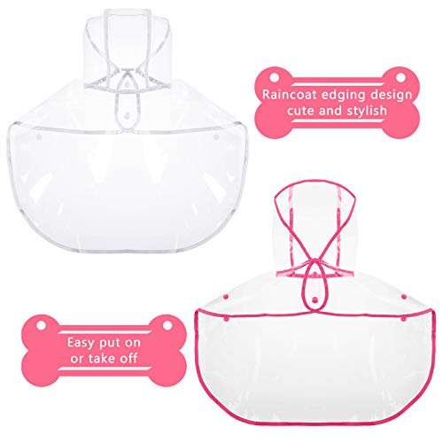 2 Pieces Pet Dog Raincoat Clear Pet Waterproof Clothes Hooded Rain Jacket Plastic Puppy Rain Poncho Pet Rainwear For Small Medium Dog (Rosy And White,S) #TOP4