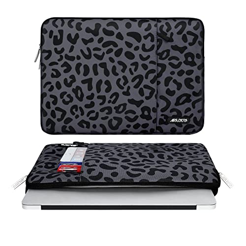 Mosiso Laptop Sleeve Case Compatible With Macbook Air/Pro, 13-13.3 Inch Notebook, Compatible With Macbook Pro 14 Inch 2023-2021 A2779 M2 A2442 M1, Leopard Grain Polyester Vertical Bag With Pocket #TOP1