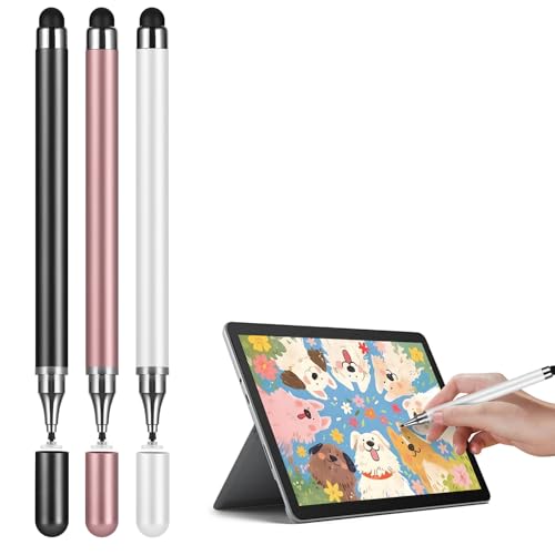 3-Pack Universal Stylus Pen for Touch Screens - Fine Tip Capacitive Stylus Compatible with iPad, Android Tablets, iPhone, Samsung, Chromebook & All Touchscreen Devices - Precise Drawing & Writing Pen