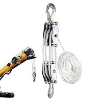 Système De Poulie De Levage 2200 Lb - Palan à Corde 6:1 - 15 Mètres De Corde - Pour Levage Lourd, Bateau, Garage