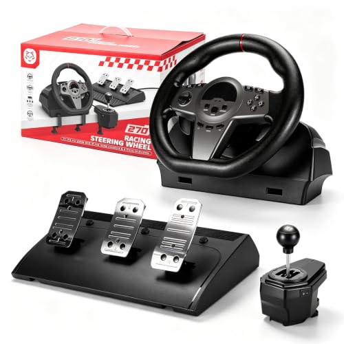 Volante Gaming para PC con Pedales y Palanca de Cambios