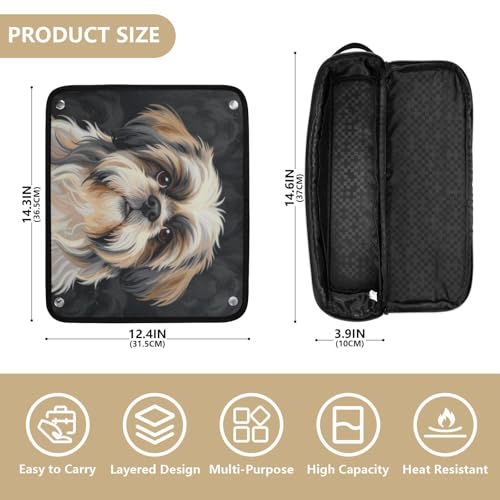 Bolsa de viaje para herramientas de cabello y alfombrilla resistente al calor con cremallera, organizador removible para planchas y rizadores miniatura 4