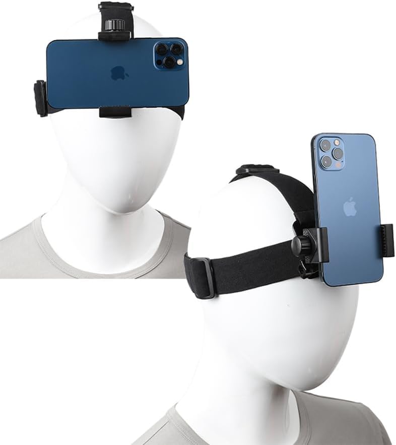 CENXI Head-Mounted Mobile Phone Holder,First-Person View Video Outdoor Live Shooting Bracket with Phone Clip for iPhone Samsung Smartphones and GoPro Insta360 Sony DJI Action Camera Head Mount Strap