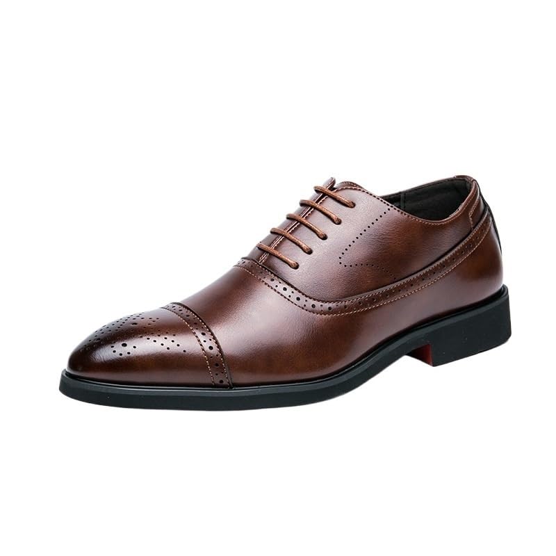 Men's Lace-up Leather Dress Shoes, Handmade Breathable Loafers, Height Increase Oxfords, Men's Casual Dress Shoes