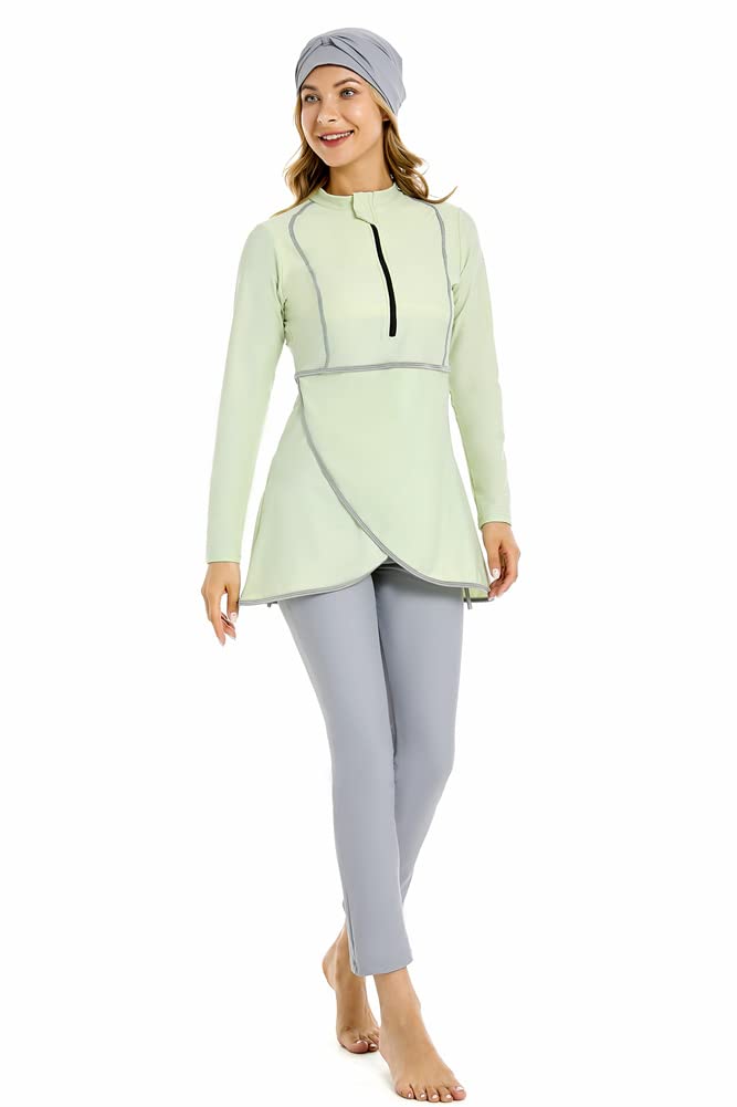 Costumi da Bagno Musulmani per Le Donne Costumi da Bagno modesti Burkini Taglie Forti Costume da Bagno Islamico Manica Lunga Costume da Bagno