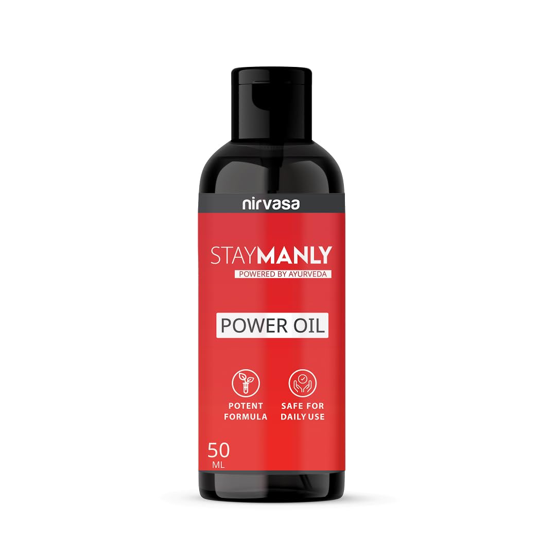 Nirvasa Staymanly Power Oil for Men (50ml) | 100% Pure & Natural Ayurvedic Formula | Enhances Strength, Stamina & Performance | Infused with Potent Herbs | Safe, Non-Sticky & Fast Absorbing–Pack-1-image-4
