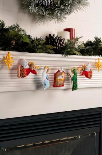 Image of Bucilla, Felt Applique Garland Kit, Nativity, Perfect for DIY Arts and Crafts