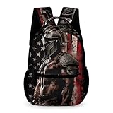 Solider Strength Spartan US Flag Printed Backpack Shoulder Daypack Lightweight Travel Laptops Bag for Men Women