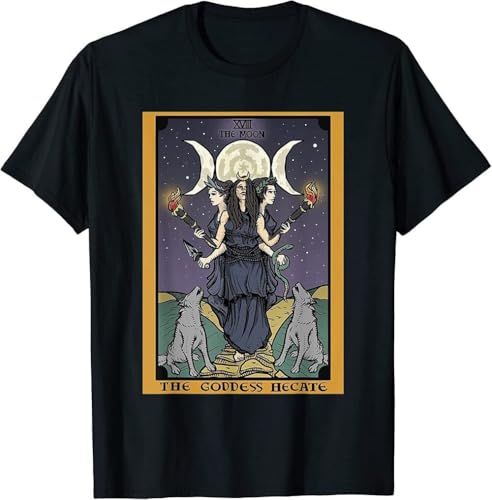AYTAPUGE The Goddess Hecate Tarot Card Triple Moon Wiccan Pagan Witch T-Shirt Black XL