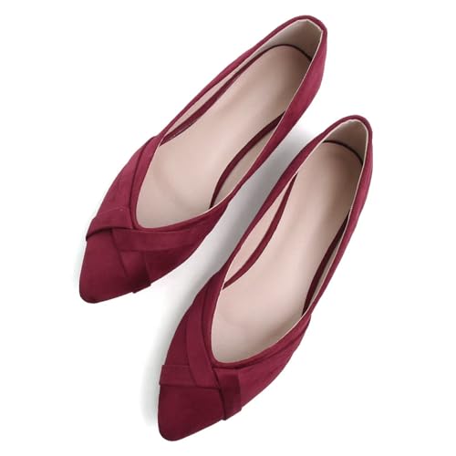 WENJIAZHIZHI Womens Pointed Toe Ballet Flats Comfortable Slip-On Loafers Memory Foam Casual Dress Shoes3