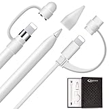 Qoosea for Apple Pencil Pen Cap Holder, Nib Cover, Lightning Cable Charging Adapter Tether for Apple Pencil Accessories (3 in a pack)