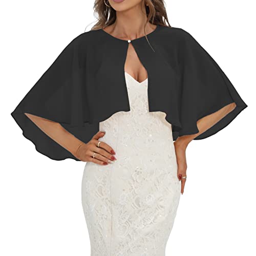 Sunnycitron Shawls And Wraps For Evening Dresses Soft Chiffon Elegant Silky Wraps Wedding Bridal Scarf For Women, Black #TOP2