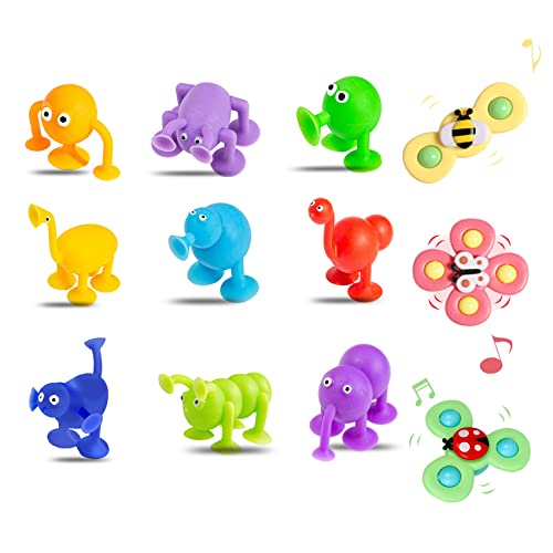 Suction Toys for Toddlers, 12 Pcs Soft Baby Suction Bath Toys, Suction Table Building Toys, Sticky Window Toys for Stress Release, Parent-Child Interactive Game, Children's Room, Bathtubs