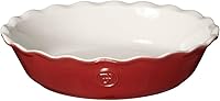 Emile Henry 9-Inch Pie Dish Rouge Modern Classics | French Ceramic Bakeware for Even Baking & Oven-to-Table