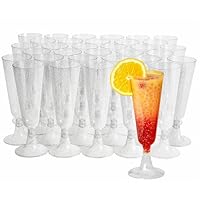 MATANA 50 Plastic Wijnglazen met Gouden Glitter voor Bruiloften, Verjaardagen, Kerstmis & Feesten, 170ml - Elegant, Herbruikbaar & Stevig