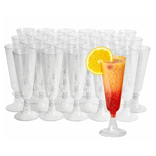 Matana 50 Copas de Champán de Plástico Duro con Brillos Plateados - 150ml