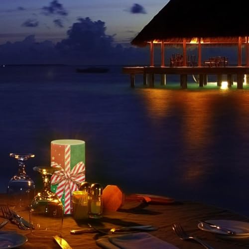 Image of Poceacles Flameless Light Candles Battery Operated Candles with Color Changing Timer Remote Control Tealights for Christmas Party Festival Decor, Christmas Bow Green Red