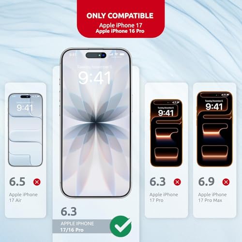 Image of IQShield Screen Protector Tempered Glass Guard for iPhone 17 and iPhone 16 Pro - 9H Hardness, HD Clear, Case Friendly [1 Pack]