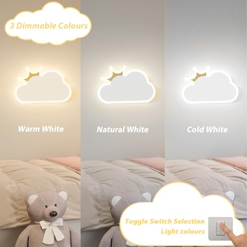Aplique pared con forma de nube para iluminar el dormitorio infantil 2