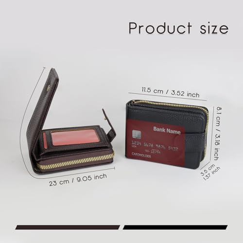 Men's Wallets with 4 Transparent Windows, 9 Card Slots, and 2 Cash Compartments, Card Holder Wallet with Zipper and Buckle for ID Card, Driver's License, and Photo (Black)2