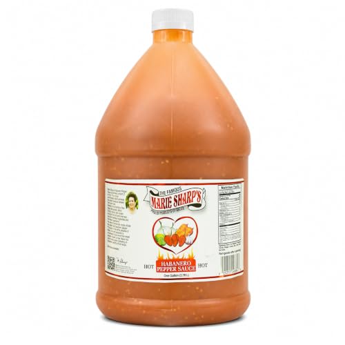 Image of Marie Sharp's Hot Habanero Pepper Sauce, 1 Gallon | Authentic Belizean Hot Sauce Made with Fresh Red Habanero Peppers | Bold Caribbean Flavor | Bulk Foodservice Size