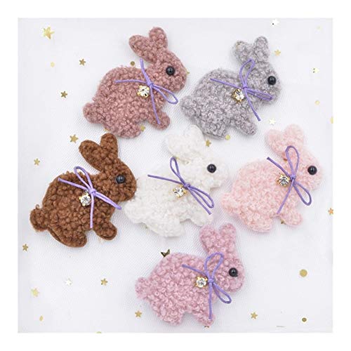 MXFZ 服レギンス工芸DIYヘアピン装飾用ボウラインストーンアップリケ付き6PCSテディぬいぐるみパッド入りのパッチかわいいウサギ