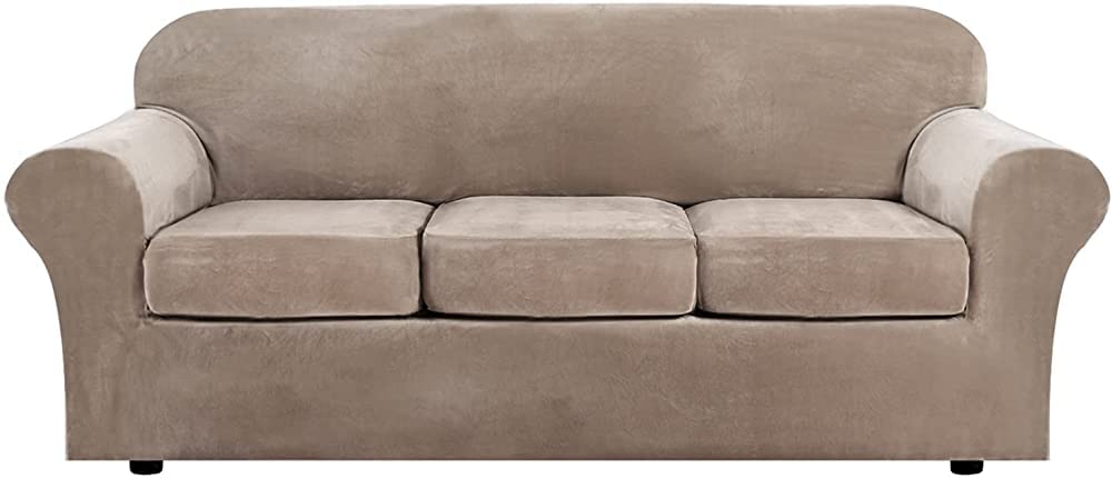 MGEMJMJ Armchair Slipcovers,Jacquard Velvet Elastic Sofa Seat Cover Cushion Cover Velvet Thick Soft Elastic Sofa Cover(Size:4 seater(235-300cm,Color:E)