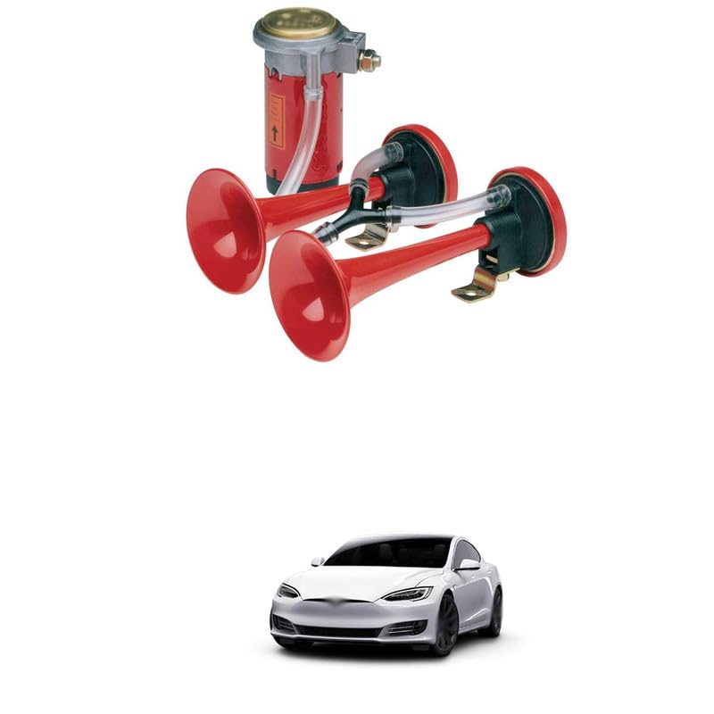 Universal Dual Trumpet Airs Horn with Compressor,12V 135db Air Horns Kit,for Any 12V Vehicles Trucks Trains Boats Cars Motorcycle SUV Vans Dual Trumpet Horn Comfortable With Mod-el S