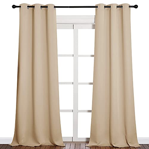 Image of NICETOWN Room Darkening Grommet Panels - Baby Room Curtains 90 inches Long, Privacy Draperies (42 inches Width, Biscotti Beige, 1 Pair)