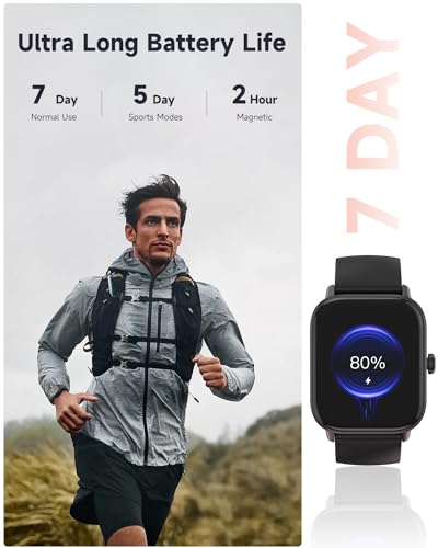 Amzhero Smartwatch für Damen,1,8''Fitnessuhr mit 100 Sportmodi,Bluetooth Telefonfunktion,Benachrichtigung,SpO2,Herzfrequenzmonitor,Schlafmonitor,Lange Akkulaufzeit,Wasserdicht,für iOS Android,Schwarz – Bild 6