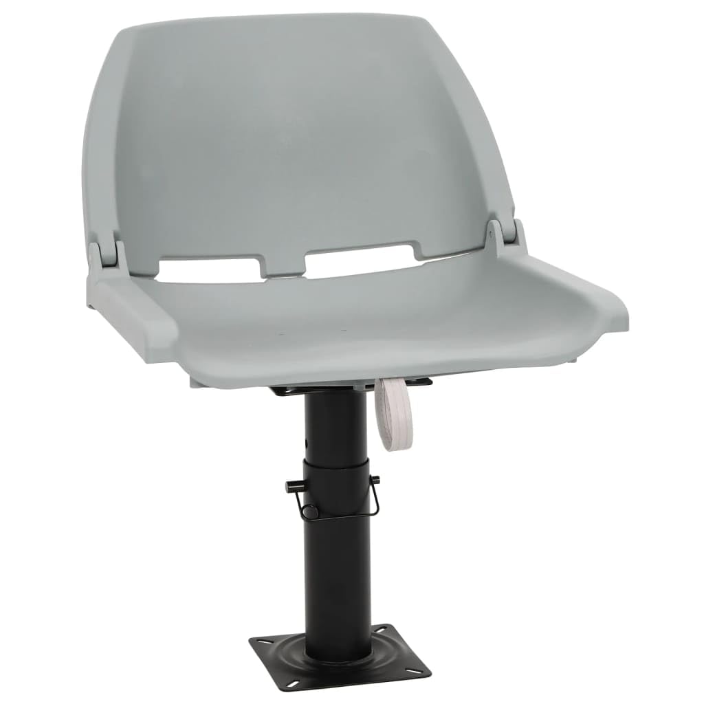 Set di 2 sedili per barca, pieghevole, grigio, 48 x 51 x 41 cm | Altezza regolabile 28-45,5 cm, base in acciaio verniciato a polvere, manico in acciaio inox, compatibile universalmente