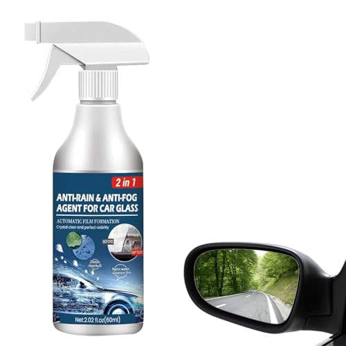 Spray antivaho para lluvia de 60 ml, spray antivaho multiusos para ventanas de coche, parabrisas, espejos, gafas de natación, cristal de coche, antivaho