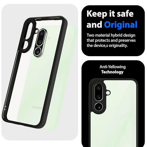 Image of KAPAVER Hybrid Clear Back Cover Case for Galaxy M56 /F56 | Protective Shockproof Cleare Hard PC Soft Flexible Black TPU Cover